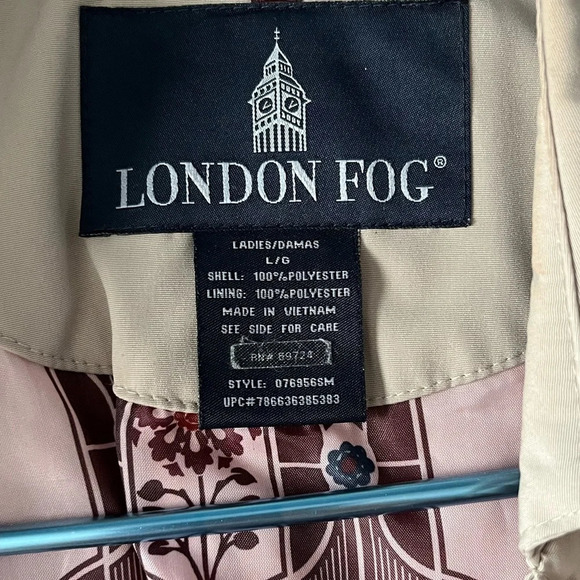 London Fog khaki classic trench coat, women’s large - Picture 6 of 6